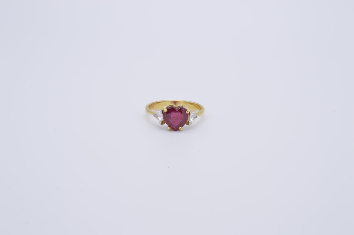 heart cut ruby and diamond ring