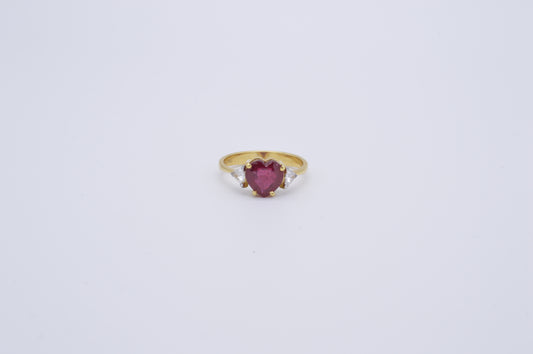 heart cut ruby and diamond ring