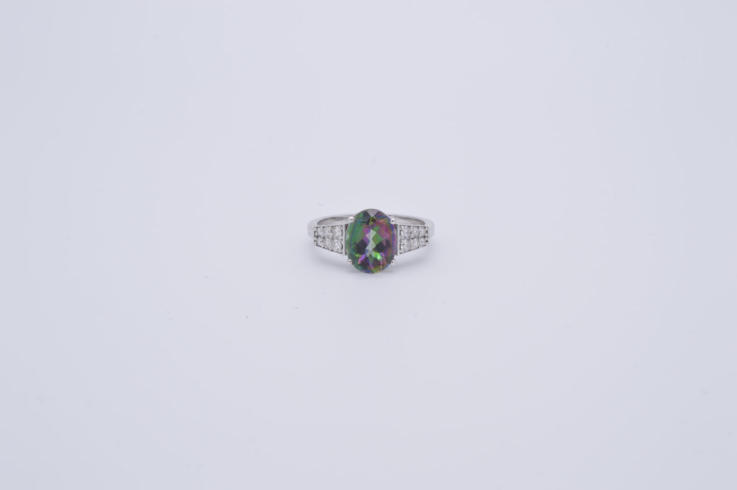Mystic topaz and diamond ring
