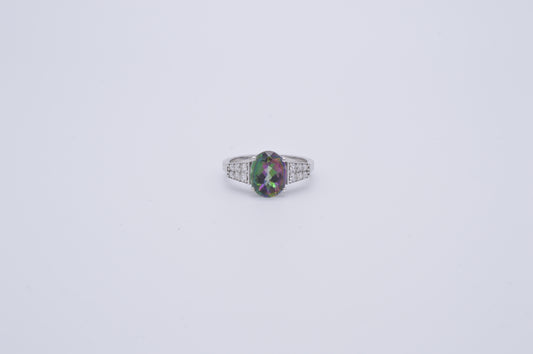 Mystic topaz and diamond ring